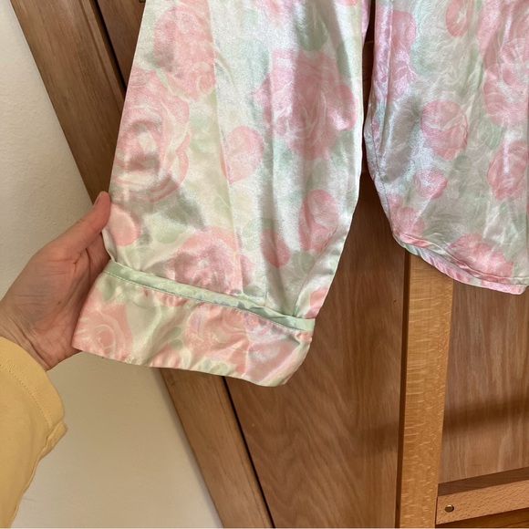 Dreamy, pink and green floral satin pajama top! - Picture 3 of 5